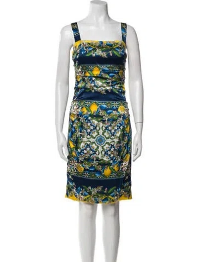 Pre-owned Dolce & Gabbana Silk Knee-length Dress In Blue
