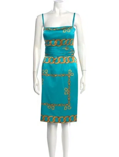 Pre-owned Dolce & Gabbana Silk Knee-length Dress In Blue