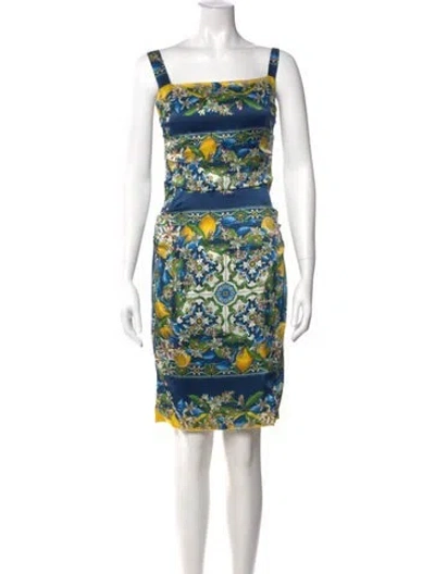 Pre-owned Dolce & Gabbana Silk Knee-length Dress In Blue