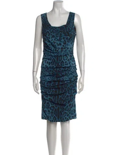 Pre-owned Dolce & Gabbana Silk Knee-length Dress In Blue
