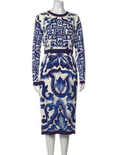 Pre-owned Dolce & Gabbana Silk Knee-length Dress In Blue