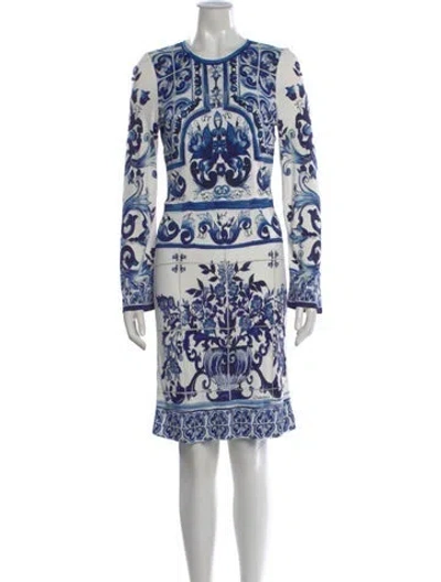 Pre-owned Dolce & Gabbana Silk Knee-length Dress In Blue