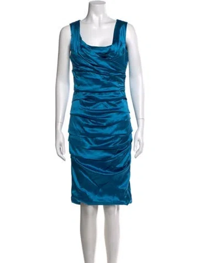 Pre-owned Dolce & Gabbana Silk Knee-length Dress In Blue