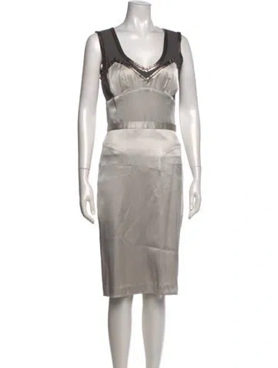 Pre-owned Dolce & Gabbana Silk Knee-length Dress In Gray