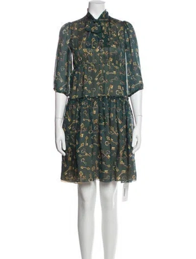 Pre-owned Dolce & Gabbana Silk Knee-length Dress In Green