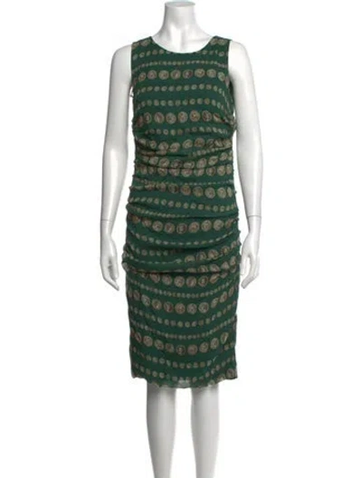 Pre-owned Dolce & Gabbana Silk Knee-length Dress In Green