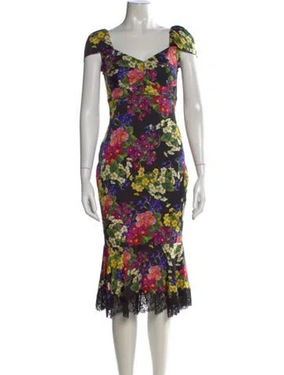 Pre-owned Dolce & Gabbana Silk Knee-length Dress In Multi