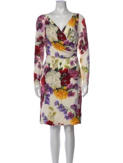 Pre-owned Dolce & Gabbana Silk Knee-length Dress In Neutral