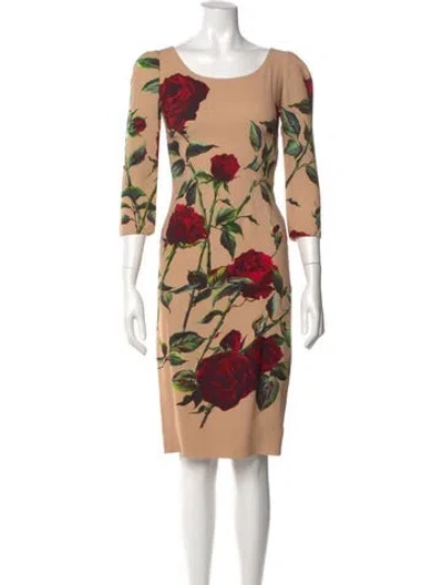 Pre-owned Dolce & Gabbana Silk Knee-length Dress In Neutral