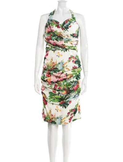Pre-owned Dolce & Gabbana Silk Knee-length Dress In Neutral