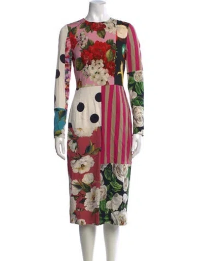Pre-owned Dolce & Gabbana Silk Knee-length Dress In Neutral