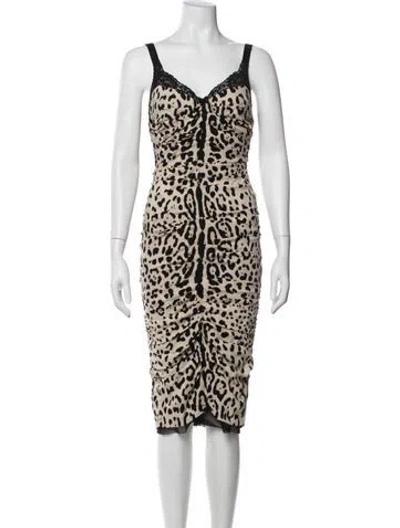 Pre-owned Dolce & Gabbana Silk Knee-length Dress In Neutral