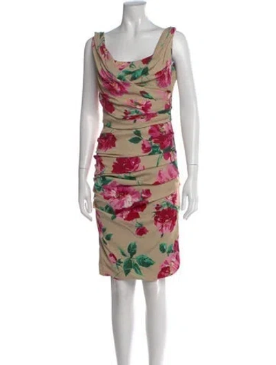 Pre-owned Dolce & Gabbana Silk Knee-length Dress In Neutral