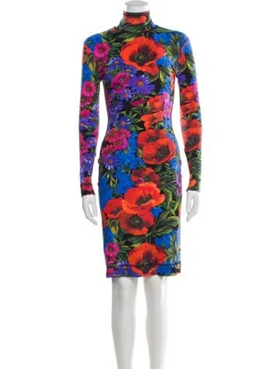 Pre-owned Dolce & Gabbana Silk Knee-length Dress In Orange