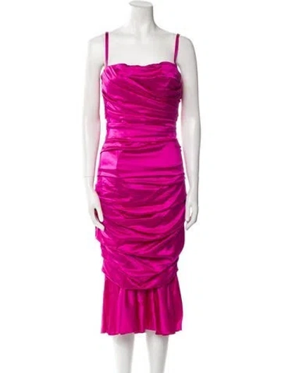 Pre-owned Dolce & Gabbana Silk Knee-length Dress In Pink