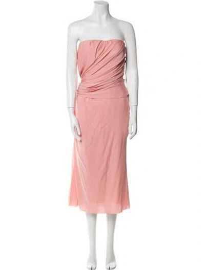 Pre-owned Dolce & Gabbana Silk Knee-length Dress In Pink