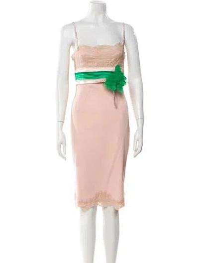Pre-owned Dolce & Gabbana Silk Knee-length Dress In Pink