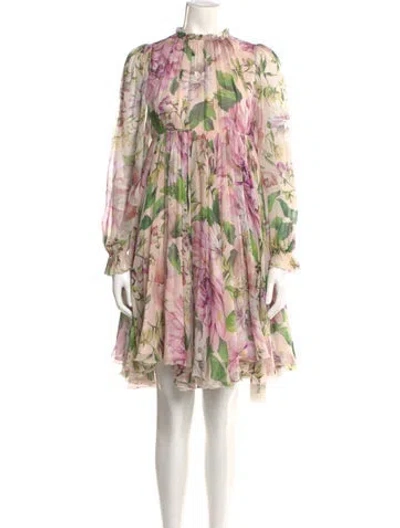 Pre-owned Dolce & Gabbana Silk Knee-length Dress In Pink