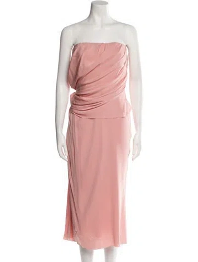 Pre-owned Dolce & Gabbana Silk Knee-length Dress In Pink