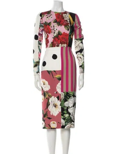 Pre-owned Dolce & Gabbana Silk Knee-length Dress In Pink