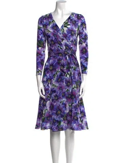 Pre-owned Dolce & Gabbana Silk Knee-length Dress In Purple