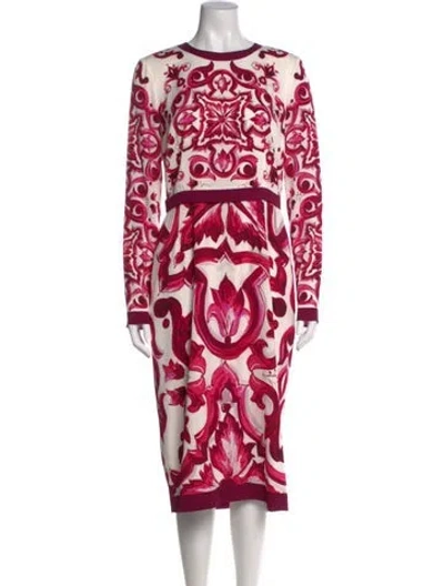 Pre-owned Dolce & Gabbana Silk Knee-length Dress In Purple