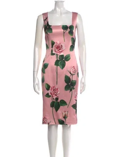 Pre-owned Dolce & Gabbana Silk Knee-length Dress In Red