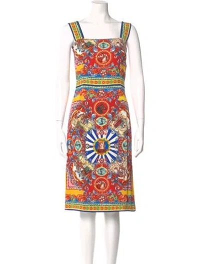 Pre-owned Dolce & Gabbana Silk Knee-length Dress In Red