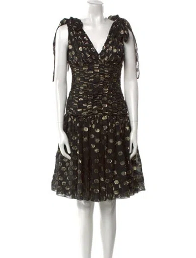 Pre-owned Dolce & Gabbana Silk Knee-length Dress W/ Tags In Black