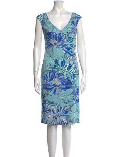 Pre-owned Dolce & Gabbana Silk Knee-length Dress W/ Tags In Blue