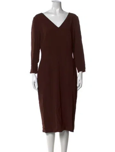 Pre-owned Dolce & Gabbana Silk Knee-length Dress W/ Tags In Brown
