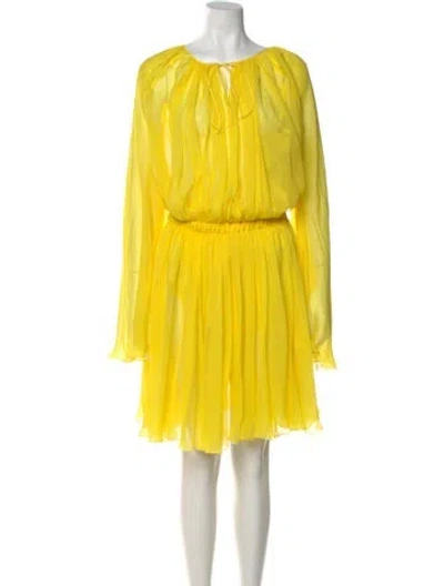 Pre-owned Dolce & Gabbana Silk Knee-length Dress In Yellow