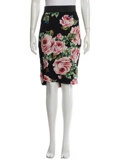 Pre-owned Dolce & Gabbana Silk Knee-length Skirt In Black