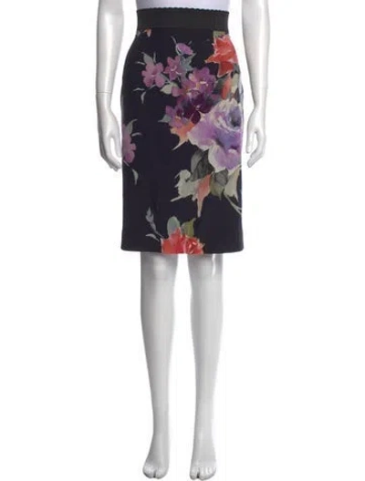 Pre-owned Dolce & Gabbana Silk Knee-length Skirt In Black