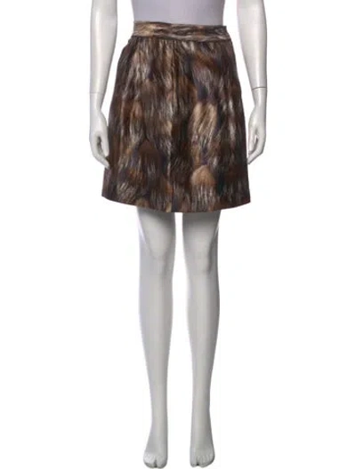Pre-owned Dolce & Gabbana Silk Knee-length Skirt In Brown