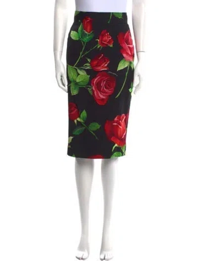 Pre-owned Dolce & Gabbana Silk Knee-length Skirt W/ Tags In Black