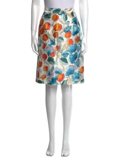 Pre-owned Dolce & Gabbana Silk Knee-length Skirt W/ Tags In Neutral