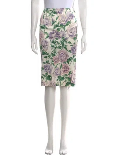 Pre-owned Dolce & Gabbana Silk Knee-length Skirt In White