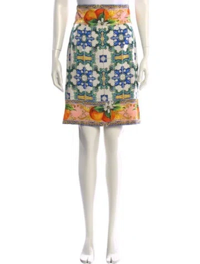 Pre-owned Dolce & Gabbana Silk Knee-length Skirt In Yellow