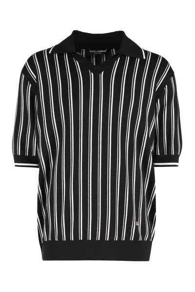 DOLCE & GABBANA SILK-KNIT POLO SHIRT