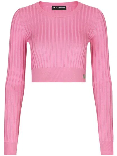 Dolce & Gabbana Silk Knit Sweater For Women In Coral