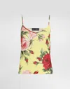 Dolce & Gabbana Silk Knit Tank Top With Bouquet Print In Print