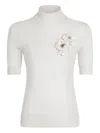 Dolce & Gabbana Embellished Turtleneck Silk Top In White