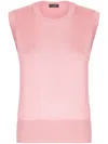 Dolce & Gabbana Virgin Wool Sleeveless Crewneck Sweater In Pink