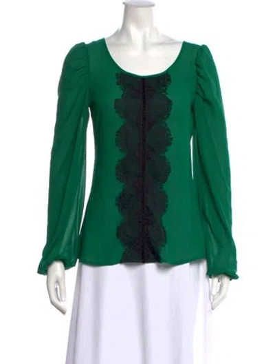 Pre-owned Dolce & Gabbana Silk Lace Pattern Blouse In Green