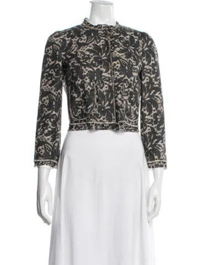 Pre-owned Dolce & Gabbana Silk Lace Pattern Jacket W/ Tags In Neutrals