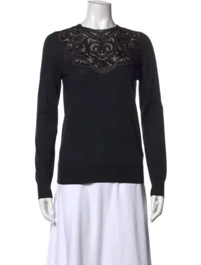Pre-owned Dolce & Gabbana Silk Lace Pattern Sweater In Black