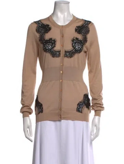 Pre-owned Dolce & Gabbana Silk Lace Pattern Sweater In Neutrals