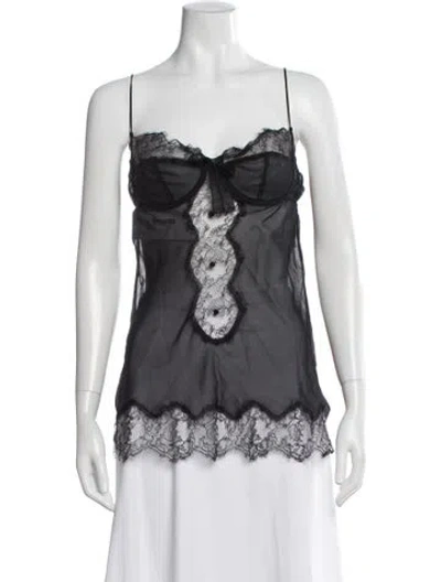 Pre-owned Dolce & Gabbana Silk Lace Pattern Top In Black