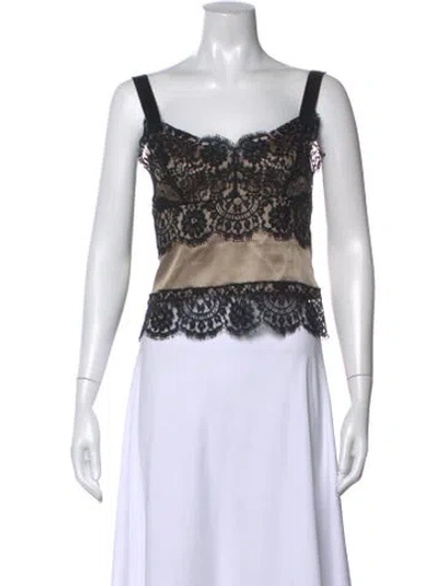 Pre-owned Dolce & Gabbana Silk Lace Pattern Top In Gray